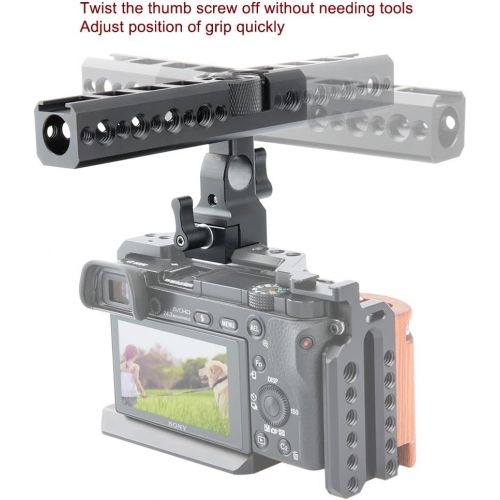  NICEYRIG Quick Release NATO Top Handle with 15mm Rod Clamp, Cold Shoe Mounts for DSLR Camera/ Camcorder/ Cinema Camera Cage