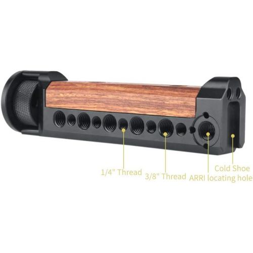  NICEYRIG Wooden Handle for DJI RS2 Gimbal Stabilizer, Grip with 1/4 3/8 Thread Cold Shoe - 413