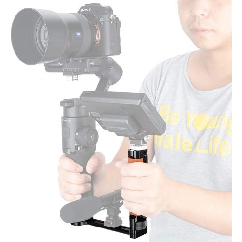  NICEYRIG Wooden Side Grip Handgrip Universal Tripod Mount Gimbal Handle for Zhiyun Weebill S/Crane 3S/2S/M2 Series, DJI Ronin S/SC - 336