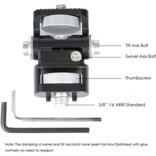  NICEYRIG DSLR Monitor Mount for ARRI Standard 3/8 Hole, Tilt and Swivel Holder for Camera Cage Rig, Stabilizers- 339