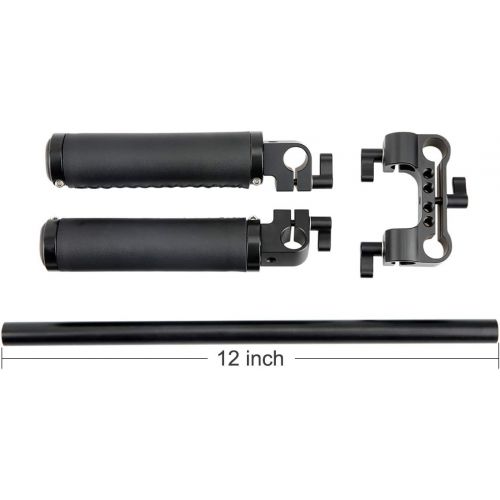  NICEYRIG Camera Handle Kit with 15mm Rod Clamp 30cm Long Rod for Camera DSLR Shoulder Rig Support System