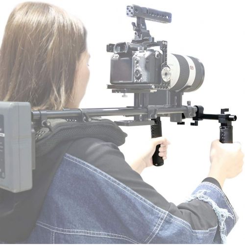  NICEYRIG Camera Handle Kit with 15mm Rod Clamp 30cm Long Rod for Camera DSLR Shoulder Rig Support System