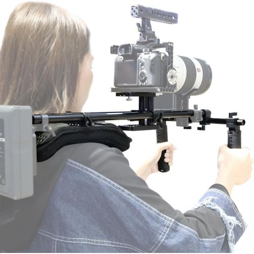  NICEYRIG 15mm Shoulder Pad Rig Rod Support System with CameraCamcorder Baseplate Mount Leather Hand Grips for DSLR DV Video Camera Camcorders