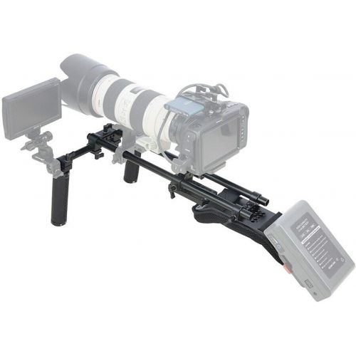  NICEYRIG 15mm Shoulder Pad Rig Rod Support System with CameraCamcorder Baseplate Mount Leather Hand Grips for DSLR DV Video Camera Camcorders