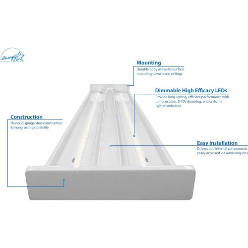  NICOR Lighting 4 Ft. Dimmable 3000K LED Wraparound with Prismatic Acrylic Lens (ACW-20-4S-UNV-30K)