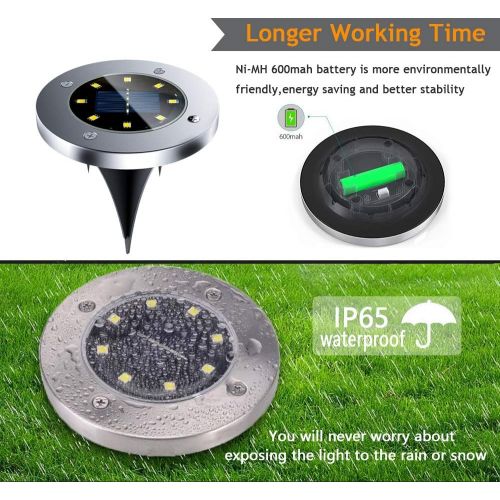  [아마존 핫딜] [아마존핫딜]NICPAY Solar Ground Lights, 8 LED Solar Disk Lights Outdoor Waterproof for Garden Yard Patio Pathway Lawn Driveway Walkway- Warm White (8 Pack)