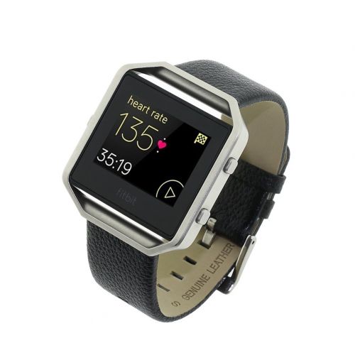  NICPAY Accessory 23mm Genuine Leather Watch Strap Bands for Fitbit Blaze Smart Fitness Watch Black Small 5.5 - 6.7 inches