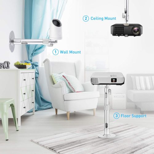  [아마존베스트]NIERBO Universal Projector Wall Ceiling Mount Hanger 360°Rotatable Head with Extendable Length 11.8 Inch to 19.7 Inch / 11 lbs Load Mounting Bracket for DBPower T20 RD-810 DRJ TENKER GooD