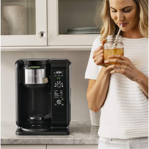 닌자 SharkNinja Ninja Hot and Cold Brewed System, Auto-iQ Tea and Coffee Maker with 6 Brew Sizes, 5 Brew Styles, Frother, Coffee & Tea Baskets with Glass Carafe (CP301)