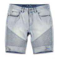 NINTH HALL Ninth Hall Covert Light Wash Moto Shorts