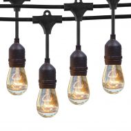 NIOSTA Waterproof Outdoor Patio String Lights, 48Ft with 16 Hanging Vintage 11W Edison Bulbs,Commercial String Lights for Bistro, Backyard, Party Tent -Blk