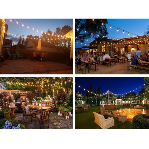  NIOSTA Waterproof Outdoor Patio String Lights, 48Ft with 16 Hanging Vintage 11W Edison Bulbs,Commercial String Lights for Bistro, Backyard, Party Tent -Blk