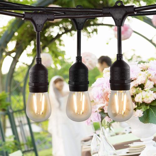  NIOSTA Outdoor Hanging Market String Lights 24Ft Long with S14 LED Bulb,Commercial Grade Vintage String Lights for Backyard Party Tent Patio Ambience Pro