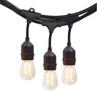 NIOSTA 48Ft Outdoor Patio String Lights- Hanging Vintage 2W Edison LED Bulbs - Weatherproof Dimmable Bistro Lights Create Cafe Ambience in Backyard-Blk