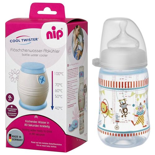  NIP Flaschenkuehler Cool Twister Set // 1 x NIP Flasche 260ml mit Sauger Gr. M // 1 x Reer Milchpulver- Portionierer