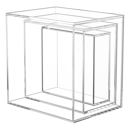  NIUBEE Buffet Risers, 3PCS Food Display Stands for Party, Acrylic Risers for Display Cake Collectibles Jewelry Figures Show, Clear Cube Dessert Table Display Nesting Riser with Hollow Bottoms 6