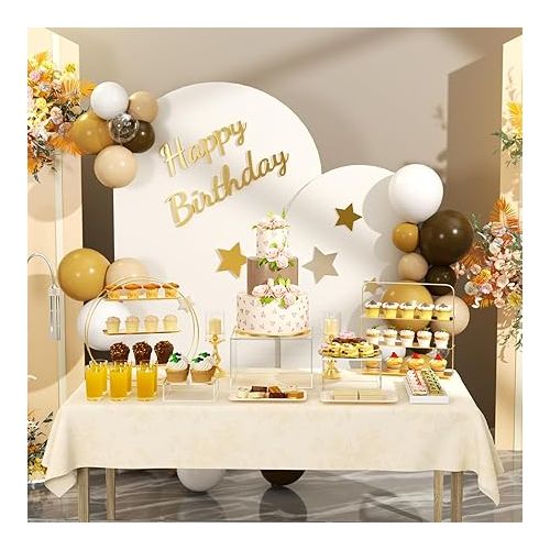  NIUBEE Buffet Risers, 3PCS Food Display Stands for Party, Acrylic Risers for Display Cake Collectibles Jewelry Figures Show, Clear Cube Dessert Table Display Nesting Riser with Hollow Bottoms 6