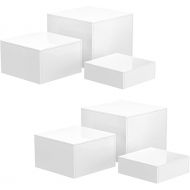 NIUBEE Buffet Risers, 6PCS Acrylic Risers for Display Dessert Figures Collectible Show, White Cube Display Nesting Riser with Hollow Bottoms 8