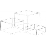 NIUBEE Buffet Risers, Food Display Stands for Party, 3PCS Acrylic Risers for Display Cake Collectible Jewelry Figures Show, Cube Dessert Table Display Nesting Riser with Hollow Bottoms 8