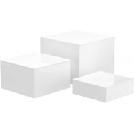 NIUBEE Buffet Risers, 3PCS Acrylic Risers for Display Dessert Figures Collectible Show, White Cube Display Nesting Riser with Hollow Bottoms 6