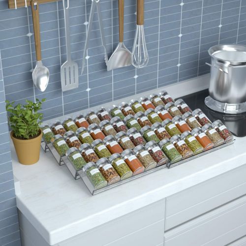  NIUBEE Adjustable Expandable Acrylic Spice Rack Tray - 4 Tier Spice Drawer Organizer for Kitchen Cabinets,Clear 2 Pack