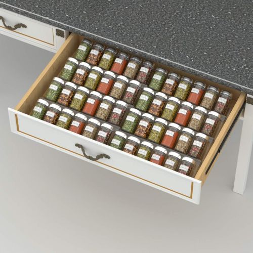  NIUBEE Adjustable Expandable Acrylic Spice Rack Tray - 4 Tier Spice Drawer Organizer for Kitchen Cabinets,Clear 2 Pack