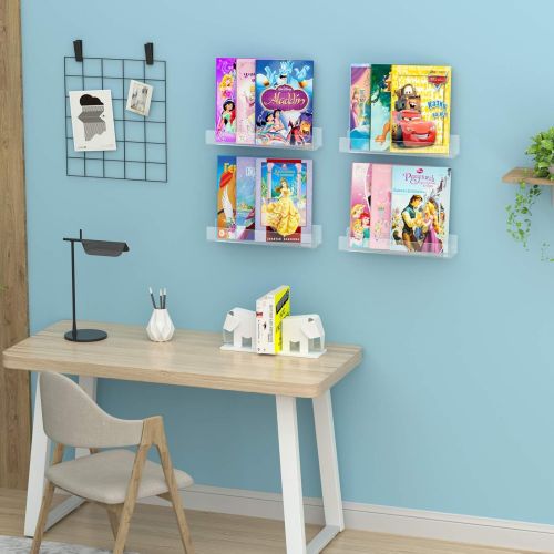  [아마존베스트]NIUBEE Acrylic Invisible Floating Bookshelf 16.5 inch,Kids Clear Wall Bookshelves Display Book Shelf,50% Thicker with Free Screwdriver