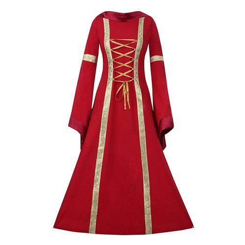  NIUBIA Womens Deluxe Medieval Dress Renaissance Costumes Victorian Irish Over Long Dress Cosplay Retro Gown