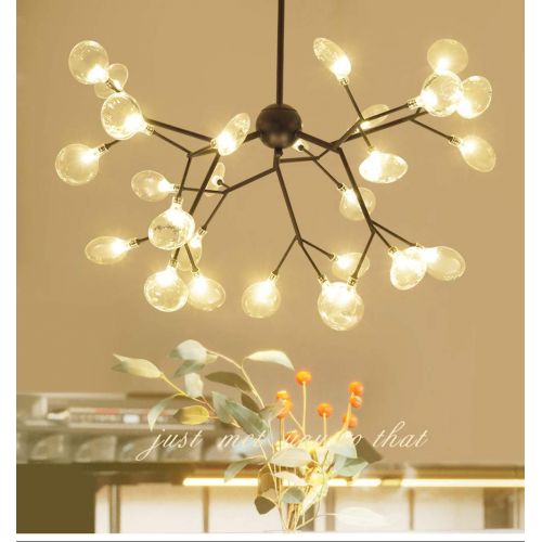  NIUYAO Sputnik Firefly Chandelier Metal and Clear Glass Led Pendant Lighting Ceiling Light Fixture Hanging Lamp (White, 36 Lights)