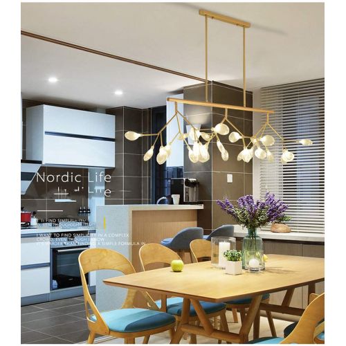  NIUYAO 47.24 Long Branch Pendant Lighting Sputnik Firefly Chandelier Led Island Hanging Lamps with with 27 G4 Blub (Gold)