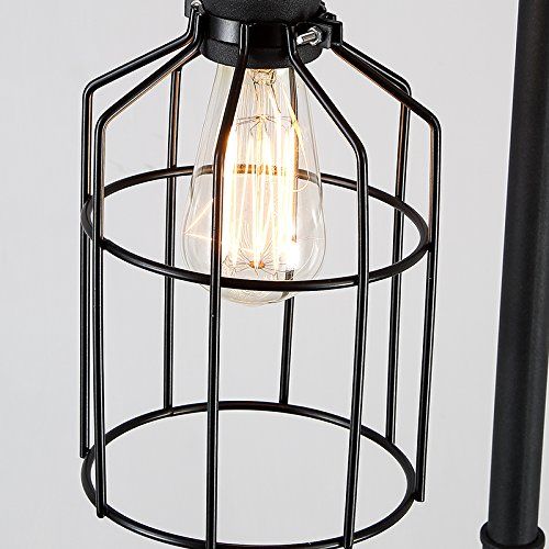  NIUYAO Industrial Style 60 High Track Tree Floor Lamp Iron Cage 3 Lights Pipe LED Floor Light Fixture Black