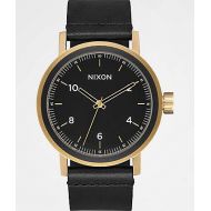 NIXON WATCHES Nixon Stark Leather All Black & Gold Watch