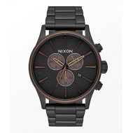 NIXON WATCHES Nixon Sentry Black, Brown & Brass Chronograph Watch