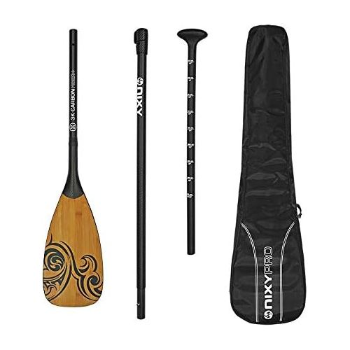  NIXY Full Carbon Fiber SUP Paddle - Adjustable 3 Piece Pro Paddle with ABS Blade Edge for Stand Up Paddle Board - Durable, Lightweight Floating Paddle