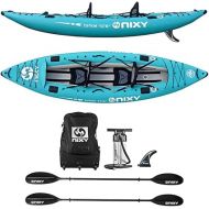 NIXY Tahoe Inflatable Kayak - Premium 2 Person Kayak Durable Design for Two Adults, Portable and Stable with Advanced Features for Fishing and Adventure - Blowup Kit, Seats and Paddles Included