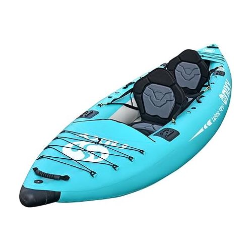  NIXY Tahoe Inflatable Kayak - Premium 2 Person Kayak Durable Design for Two Adults, Portable and Stable with Advanced Features for Fishing and Adventure - Blowup Kit, Seats and Paddles Included