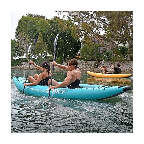  NIXY Tahoe Inflatable Kayak - Premium 2 Person Kayak Durable Design for Two Adults, Portable and Stable with Advanced Features for Fishing and Adventure - Blowup Kit, Seats and Paddles Included