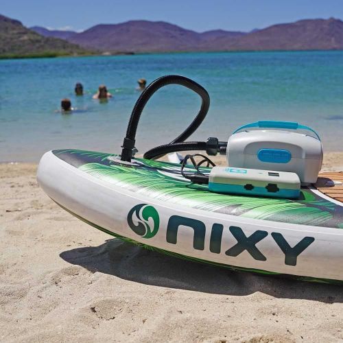  Ventus SUP Pump, iSUP Eletric Air Pump for Inflatable Stand Up Paddle Boards by NIXY, 1-20PSI High Pressure, 12V Dual Stage and Auto-Off Function - 7 Nozzles Great for Inflatable S