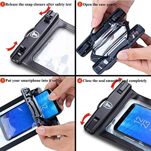  [아마존베스트]Njjex Waterproof Phone Pouch For iPhone 11 Pro Max 11 XS XR Samsung Galaxy Note 20 Ultra 10+ 9 A01 A10E A11 A20 A21 A30 A51 A71 5G J3 J7 S20+ S10 S9, 2-Pack Waterproof Case Cellpho