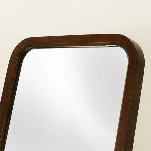  NJYT Full Length Mirrors Full Length Mirror,Wooden Rectangle Free Standing Adjustable Stand Wall Mounted Floor Mirror for Bedroom Hall Mirror (Color : Walnut Color)