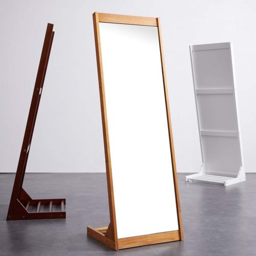  NJYT Full Length Mirrors Full Length Mirror,Vintage Wooden Rectangle Free Standing with Storage for Bedroom Hall Floor Mirror (Color : Brown)