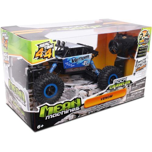  NKOK Mean Machines 1:16 2.4GHz RC Rock Crawler Venom (Blue), Designed for Rough Terrain Climbing, Pistol Grip Full Function Controller, Powerful Motor