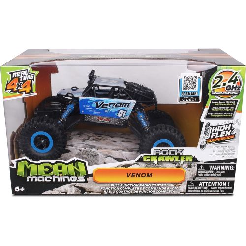  NKOK Mean Machines 1:16 2.4GHz RC Rock Crawler Venom (Blue), Designed for Rough Terrain Climbing, Pistol Grip Full Function Controller, Powerful Motor