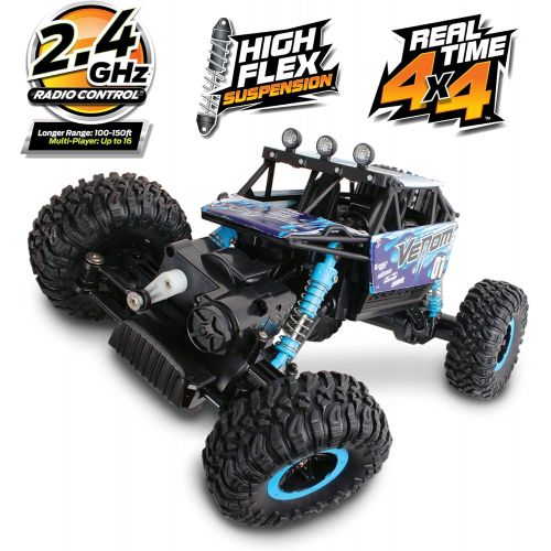  NKOK Mean Machines 1:16 2.4GHz RC Rock Crawler Venom (Blue), Designed for Rough Terrain Climbing, Pistol Grip Full Function Controller, Powerful Motor