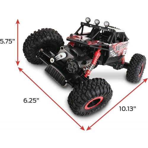  NKOK Mean Machines 1:16 2.4GHz RC Rock Crawler Venom (Red), Designed for Rough Terrain Climbing, Pistol Grip Full Function Controller, Powerful Motor