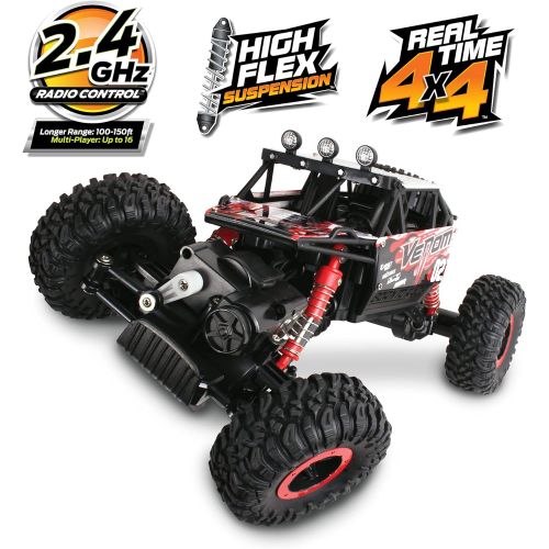  NKOK Mean Machines 1:16 2.4GHz RC Rock Crawler Venom (Red), Designed for Rough Terrain Climbing, Pistol Grip Full Function Controller, Powerful Motor