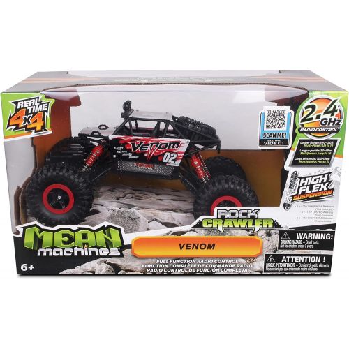  NKOK Mean Machines 1:16 2.4GHz RC Rock Crawler Venom (Red), Designed for Rough Terrain Climbing, Pistol Grip Full Function Controller, Powerful Motor