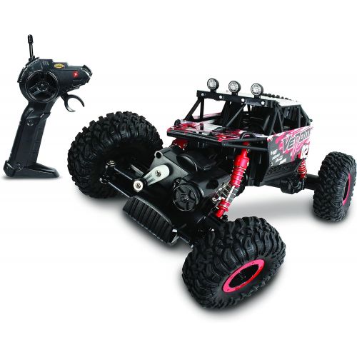  NKOK Mean Machines 1:16 2.4GHz RC Rock Crawler Venom (Red), Designed for Rough Terrain Climbing, Pistol Grip Full Function Controller, Powerful Motor