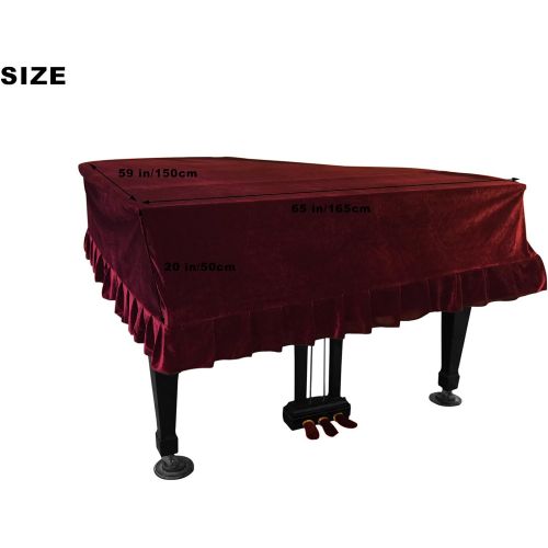  [아마존베스트]NKTM Pleuche Grand Piano Cover Bordered Dust Protective Cover Cloth 65 x 59 x 20in