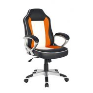 NKV Office Desk Chair Mid Back Computer Chair Colorful Task Chair with Thick Padded Seat (Black/White/Orange)